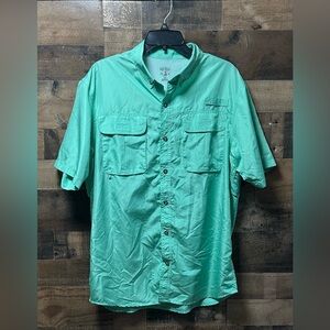 RedHead Vented Fishing Shirt Mens Large Green Short Sleeve Mesh Lined Outdoors